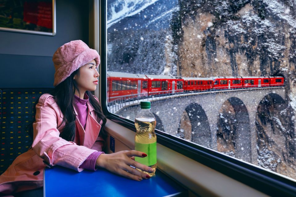 From Milan: St Moritz & Alps Day Trip with Bernina Red Train - St. Moritz in 2 hours: cobblestones, the glacial lake area, and luxury storefront energy