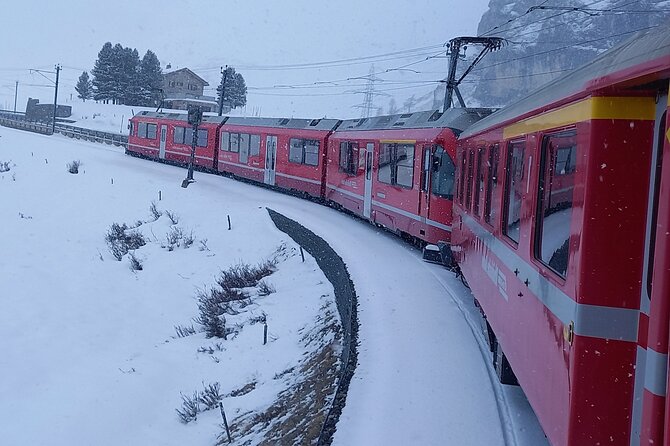 Private tour to Bernina train & Lake Como. Hotel pick-up - St. Moritz for about an hour: elegance, altitude, and easy orientation